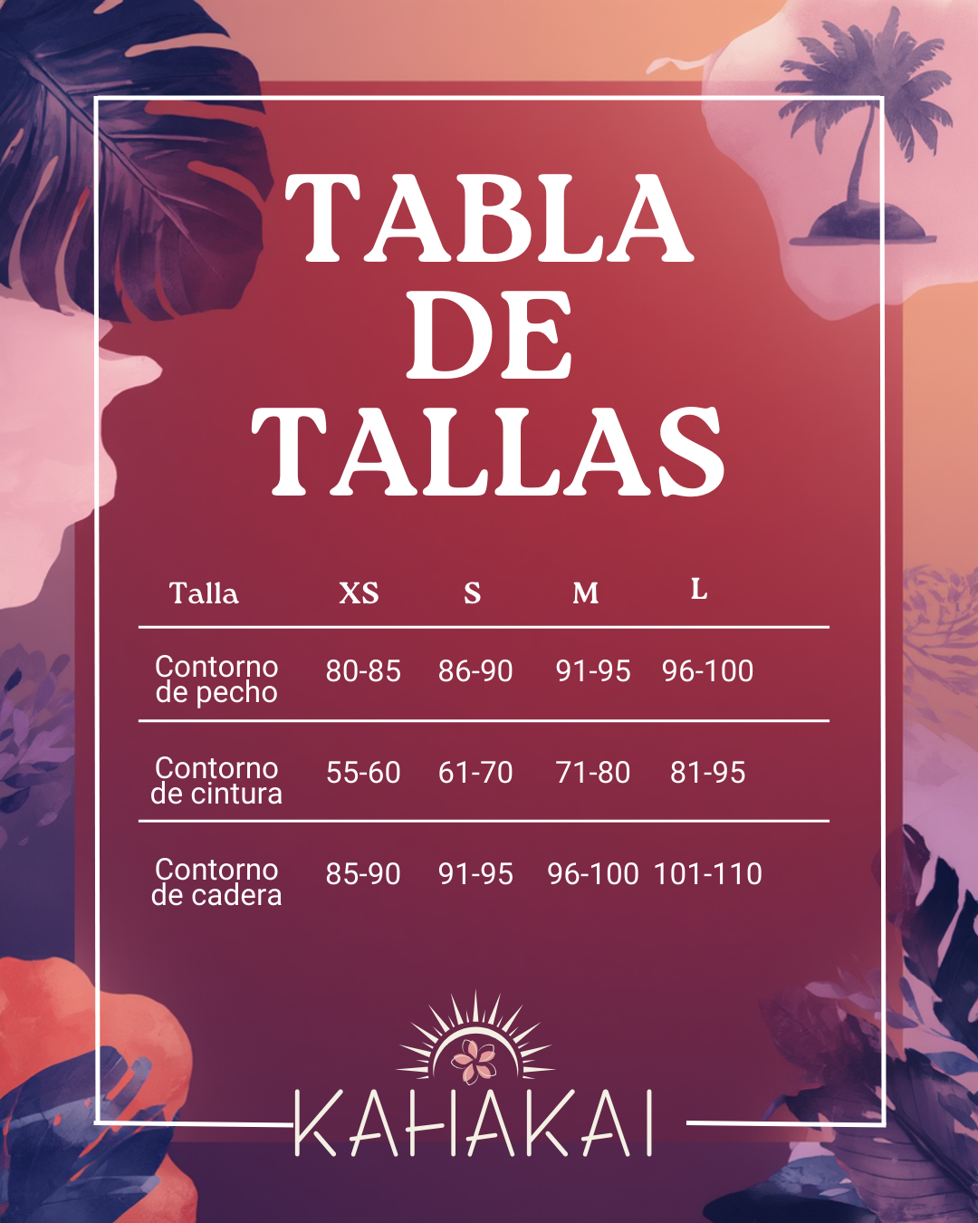 Guía de tallas Kahakai